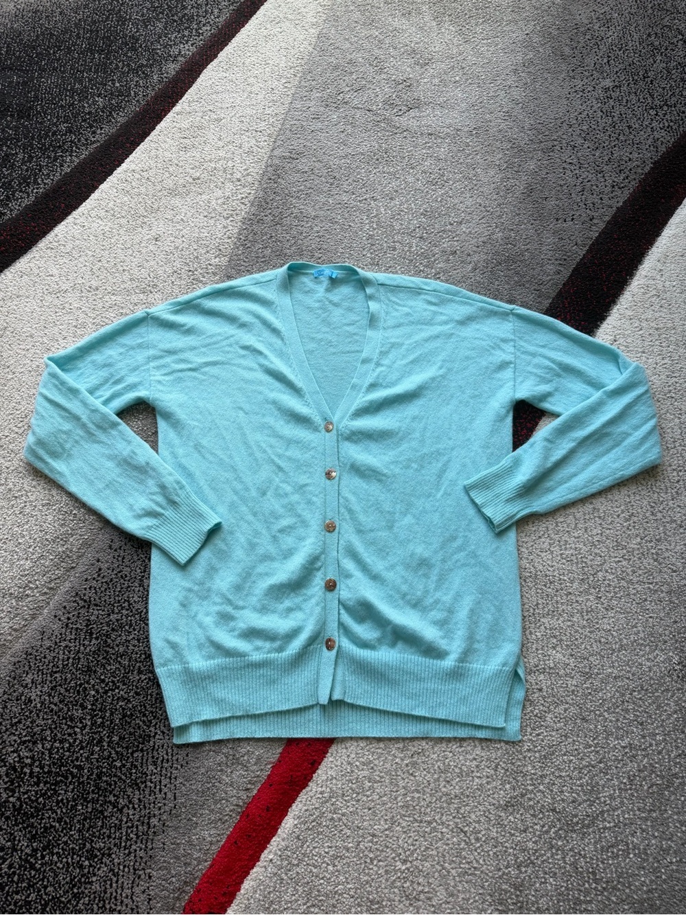 J.McLaughlin Turquoise V Neck Button Front Cashmere Cardigan